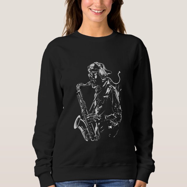 Saxophone Typ Zeichne Klassik Sweatshirt (Vorderseite)