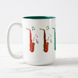 Saxophone und "musikalische Noten" Zwei-Tone-Tasse Zweifarbige Tasse