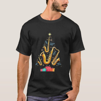 Saxophone Weihnachtsbaum Festival Musiker Design T-Shirt
