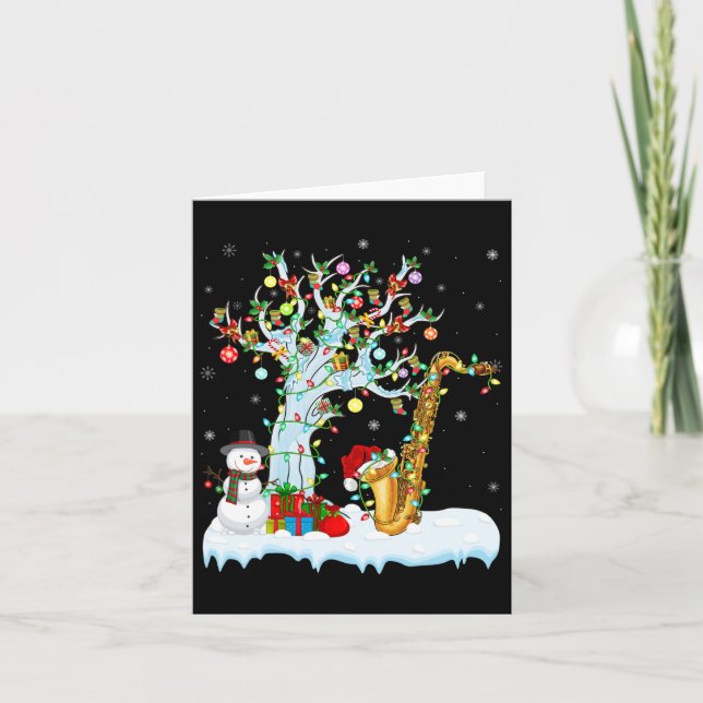 Saxophone Xmas Element Tree Lighting Saxophon Chr Karte (Vorderseite)