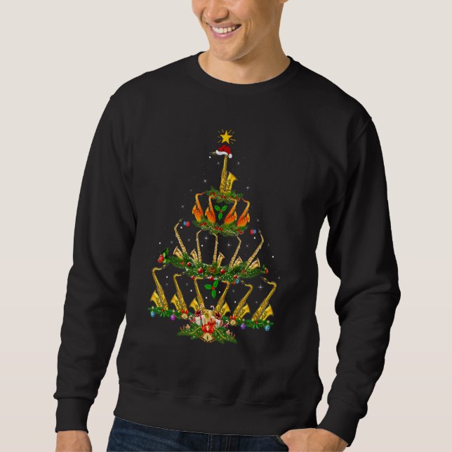 Saxophone  Xmas Lights Saxophone Christmas Tree Sweatshirt (Vorderseite)