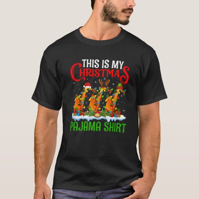 Saxophone Xmas Lights This is My Christmas Pajamas T-Shirt (Vorderseite)