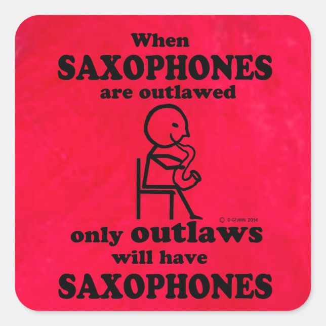 Saxophones-Aufkleber Quadratischer Aufkleber (Vorderseite)