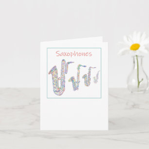 Saxophones Jazz Line Art Faltes Grußkarte Karte
