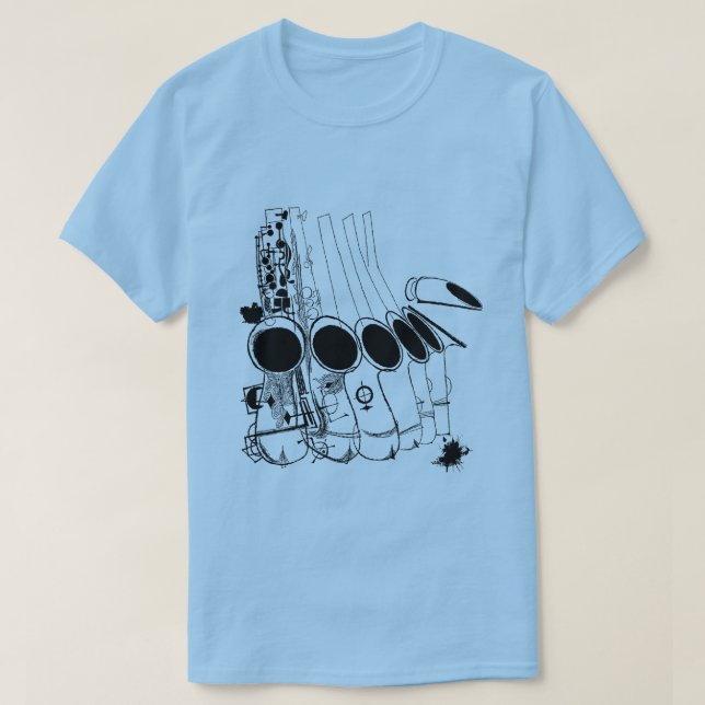 Saxophones Jazz Vintag Illustration T-Shirt (Design vorne)