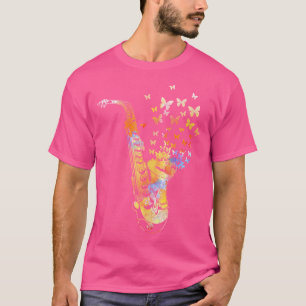 Saxophonist Jazz Musiker Farbenfrohe Butterfly Sax T-Shirt