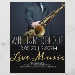 Saxophonist Live Music Saxophon Concept Flyer