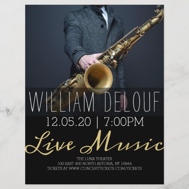 Saxophonist Live Music Saxophon Concept Flyer (Vorne)