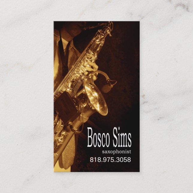 Saxophonist-Musiker für Musikindustrie-Karte Visitenkarte (Vorderseite)