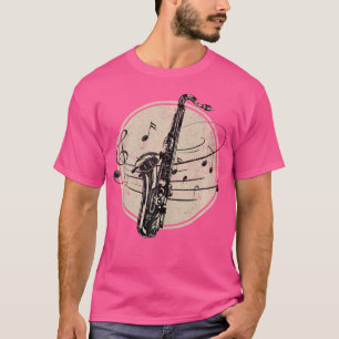 Saxophonist Musiknotens Jazz Musiker Vintag Sachse T-Shirt