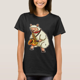Saxophonspieler Llama Alpaka Jazzband Musik Liebe T-Shirt