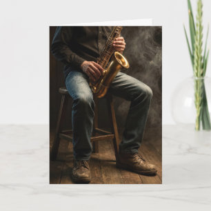 Saxophonspieler zum Geburtstag in einer rauchigen  Karte