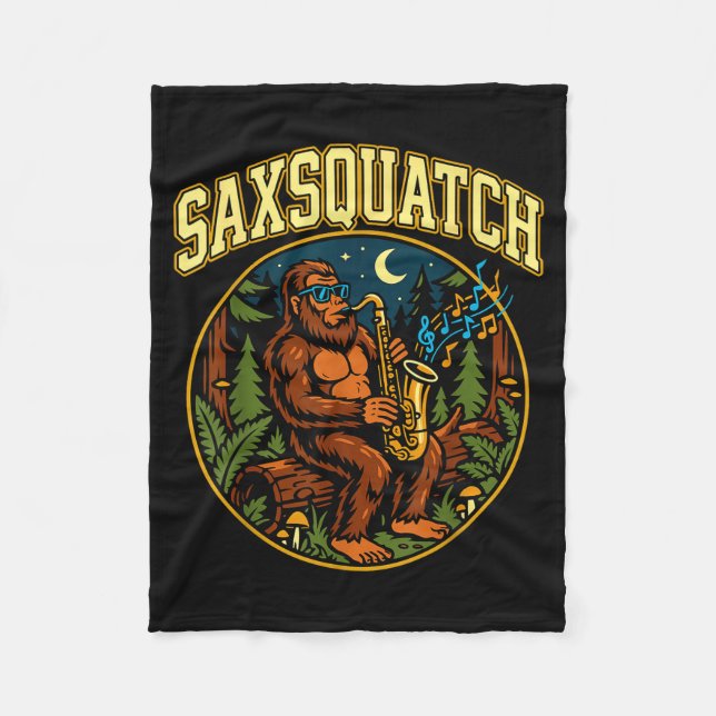 Saxsquatch Bigfoot Saxophone Player Jazz Music Hum Fleecedecke (Vorderseite)
