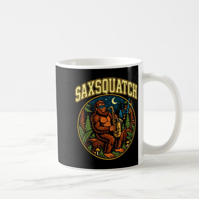 Saxsquatch Bigfoot Saxophone Player Jazz Music Hum Kaffeetasse (Rechts)