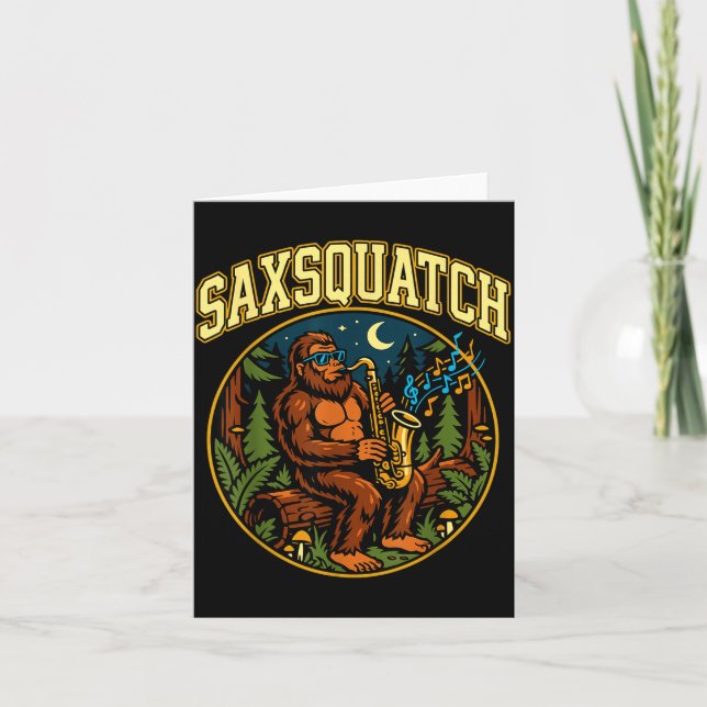 Saxsquatch Bigfoot Saxophone Player Jazz Music Hum Karte (Vorderseite)