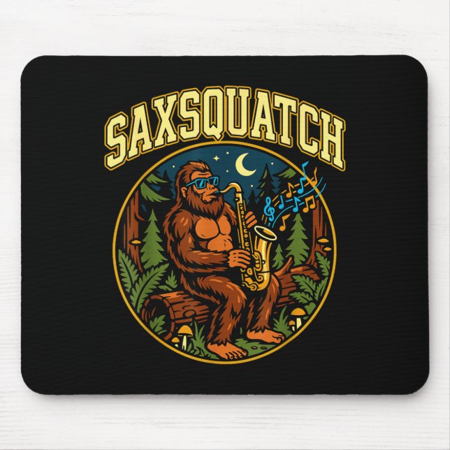 Saxsquatch Bigfoot Saxophone Player Jazz Music Hum Mousepad (Vorne)