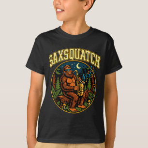 Saxsquatch Bigfoot Saxophonspieler Jazz Musik Hum T-Shirt