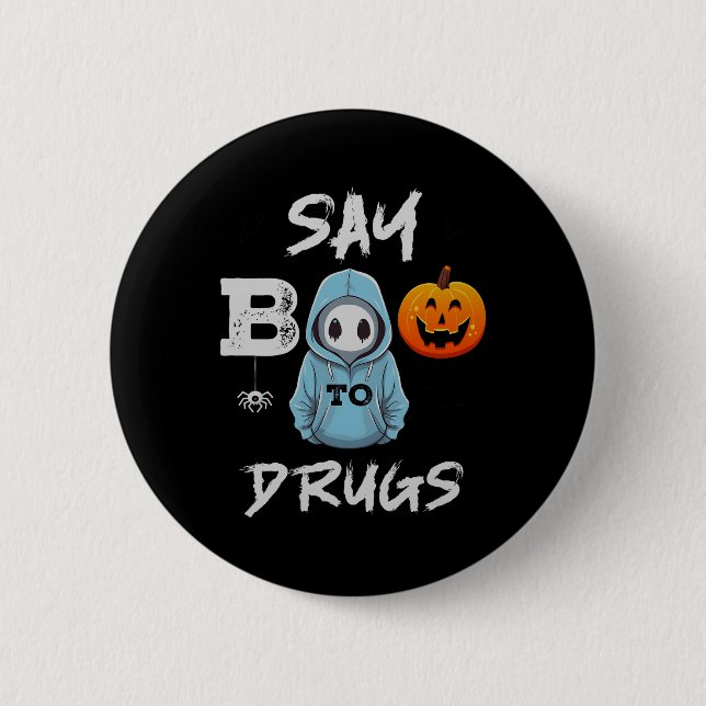 Say Boo to Drugs Funny Halloween Red Ribbon Woche  Button (Vorderseite)