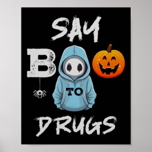 Say Boo to Drugs Funny Halloween Red Ribbon Woche Poster