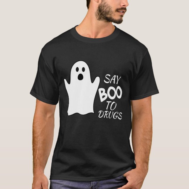 Say Boo zu Drogen Halloween Red Ribbon Week Awaren T-Shirt (Vorderseite)