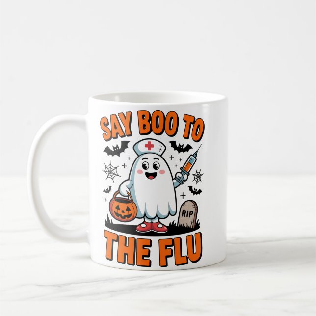 Say Boo zum Griechisch Funny Halloween Nurse Docto Kaffeetasse (Links)