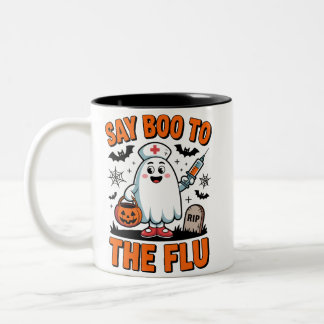 Say Boo zum Griechisch Funny Halloween Nurse Docto Zweifarbige Tasse