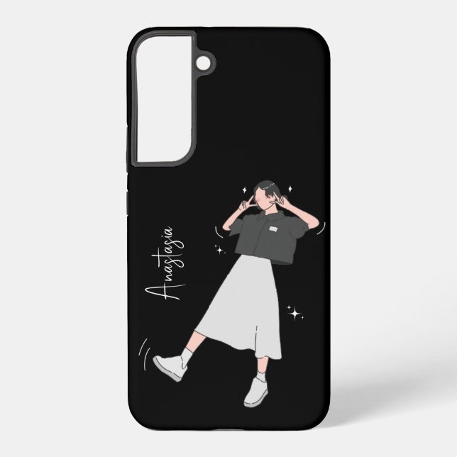 "Say Cheese" Ästhetische Girl individuell anpassba Samsung Galaxy Hülle (Rückseite)
