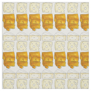 Say Cheese Cheddar Swiss Brie Cheeses Food Print Stoff