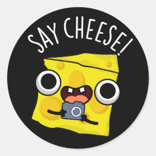 Say Cheese Funny Fotograf Pun Dark BG Runder Aufkleber