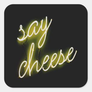 Say Cheese Neon Lights Quadratischer Aufkleber