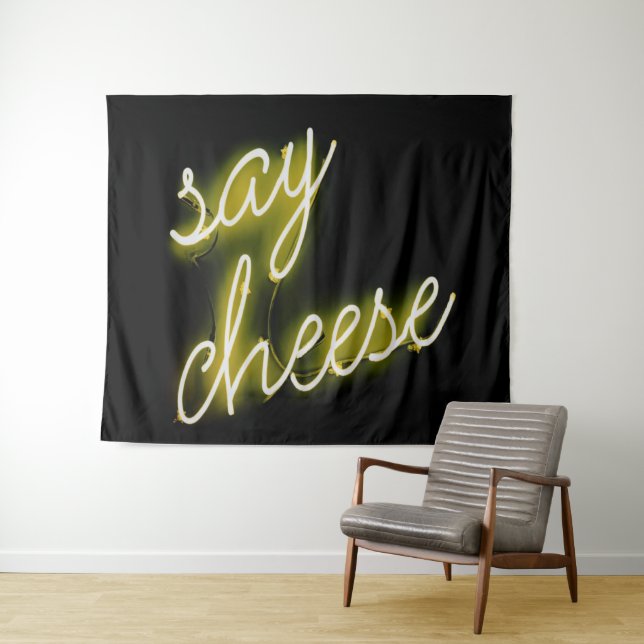 Say Cheese Neon Lights Wandteppich (Beispiel (Horizontal))