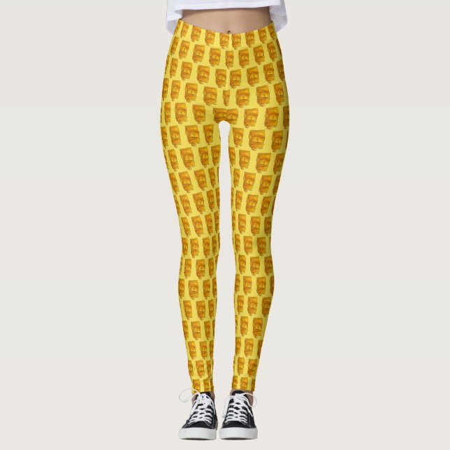 Say Cheese Yellow Cheddar Wedge Feinschmecker Food Leggings (Vorderseite)