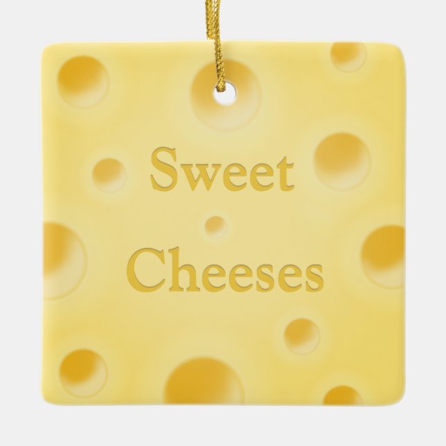 "Say Cheeses" Swiss Cheese Slice Personalisiert Keramikornament (Vorderseite)
