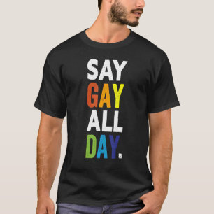 Say Gay All Day Prix Transgender Rainbow Blume L T-Shirt