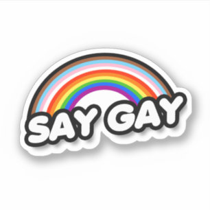 Say Gay - Inklusiver Regenbogen Aufkleber