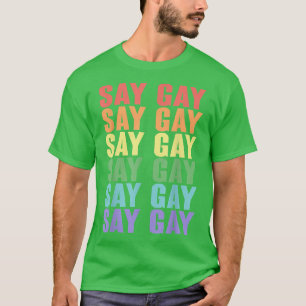 Say Gay LGBT Community Colorful Rainbow Cfarbig Pr T-Shirt