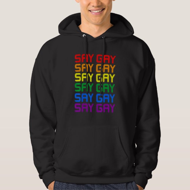 Say Gay Lgbt Pride Lgbt Gay Lesbian Trans Support Hoodie (Vorderseite)