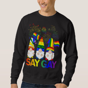 Say Gay Lgbt Three Gnomes Lgbt Pride Sweatshirt