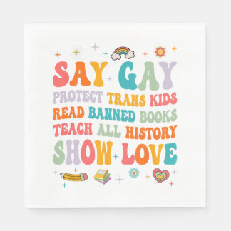 Say Gay Protect Trans Kids LGBT Prix Serviette