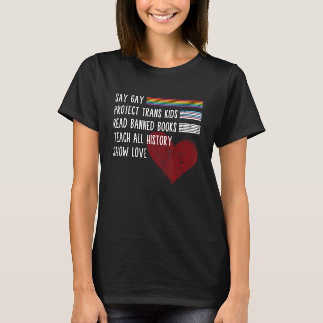 Say Gay Protect Trans Kids Read Banned Books Trust T-Shirt (Vorderseite)