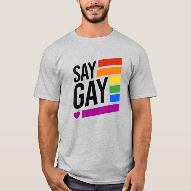 Say Gay - Rainbow Bars T-Shirt (Vorderseite)