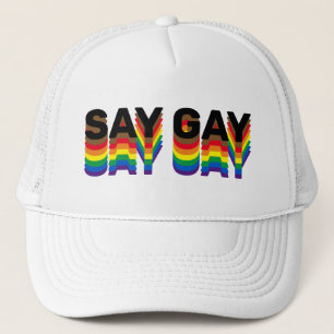Say Gay Regenbogen lgbtq Gay Pride Fahne Typografi Truckerkappe