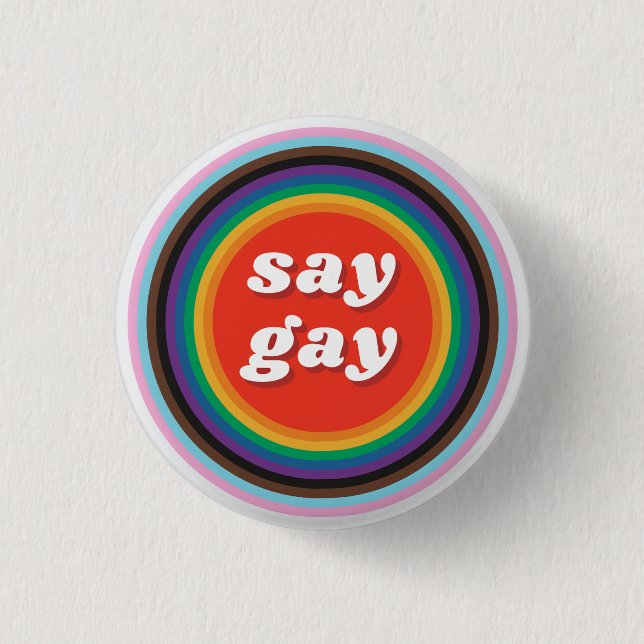 Say Gay Regenbogen-Taste LGBTQIA Button (Vorderseite)
