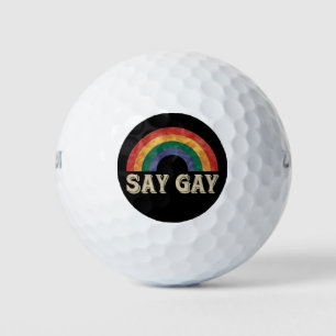 Say Gay Vintag Rainbow Gay Pride Lgbt Month Golfball
