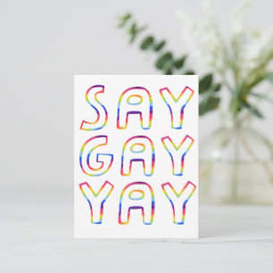 SAY GAY YAY Colorful Rainbow Postkarte