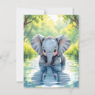 Say Hi mit diesem niedlichen Elephant Themed Postkarte