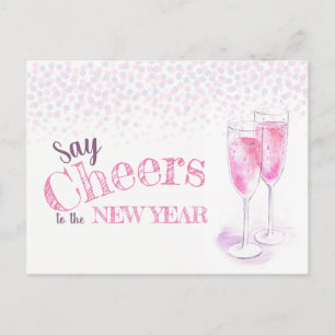 Say jubeln New Years rosa Champagner Einladung Postkarte