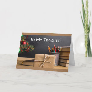 SAY MERRY CHRISTMAS LEHRER MIT CHALKBOARD KARTE