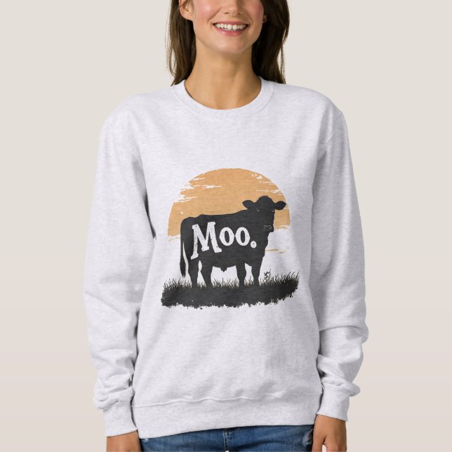 Say Moo — Niedliche Kuh-Silhouette Sweatshirt (Vorderseite)