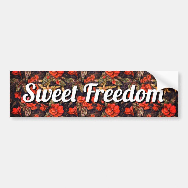 Say Sweet Freedom with Antique Red Blume Art Autoaufkleber (Vorne)